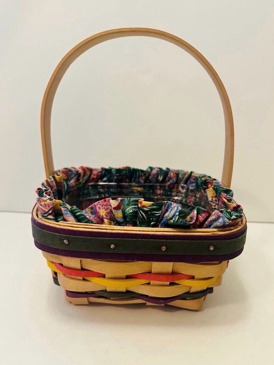 Longaberger Other - Longaberger Small Square Easter Basket with Easter Egg Liner Insert Vintage 1998